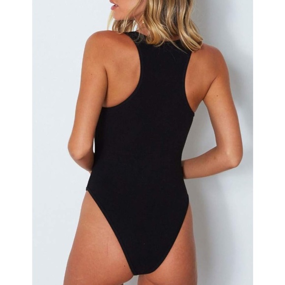 REORIA Scoop Neck Racerback Button Down Bodysuit - Picture 2 of 7